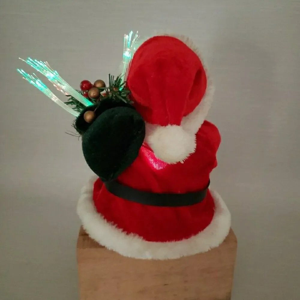 Fiber Optic Santa Claus Shelf Mantle Sitter Red Suit St Nick Battery Operated
